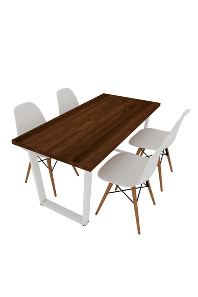 Woodesk  Hayal Masif Ceviz Renk 140x70 Sandalyeli Masa Takımı - 5