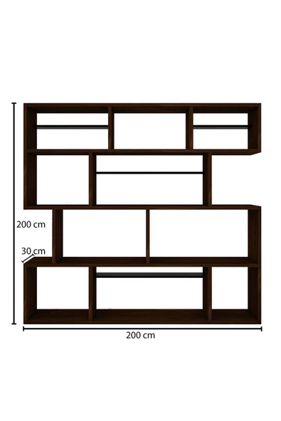 Woodesk  Yonca Masif Ağaç Ceviz Renk 200x200 Kitaplık Cpt6007-200 - Resim 5