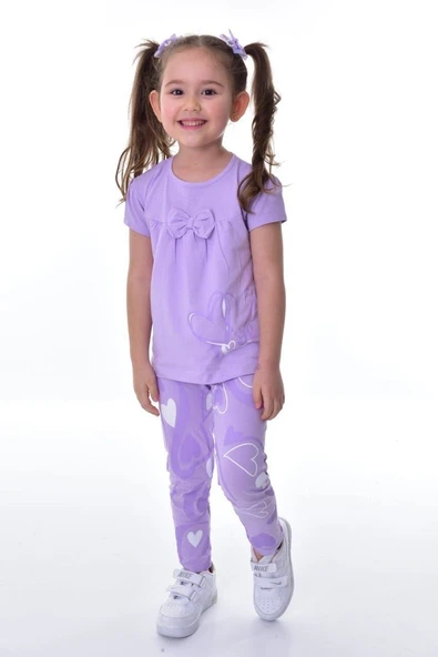 Kız Çocuk Uzun Taytlı Kısa Kol Badi Takım M00711 - Resim 3