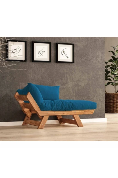 Woodesk  Adalar Masif Tik-mavi Renk Berjer - 2
