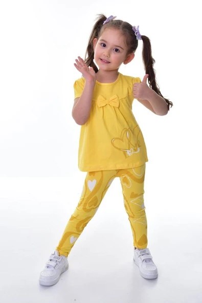 Kız Çocuk Uzun Taytlı Kısa Kol Badi Takım M00711 - Resim 8