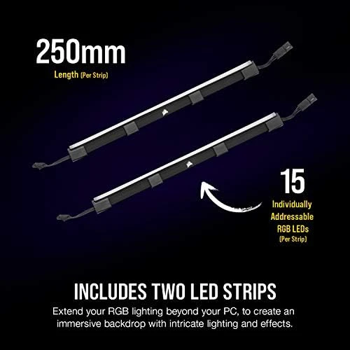 Corsair iCUE LS100 Akıllı Aydınlatma RGB Şerit Genişleme Kiti, 2 x 25cm RGB Led Şerit (CD-9010001-WW/SS) - 3