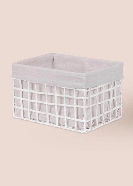 The Mia Braid Hasır Organizer Sepet Beyaz 30x22x19 cm SPT0087