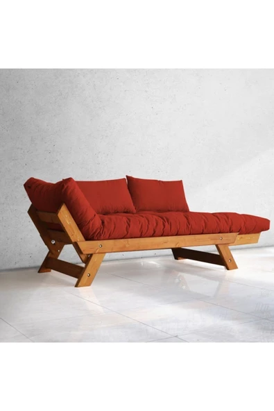 Woodesk  Adalar Masif Ahşap Tik-kırmızı Renk 2li Kanepe - Resim 2