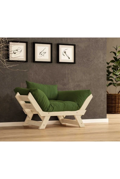 Woodesk  Adalar Masif Natural-yeşil Renk Berjer