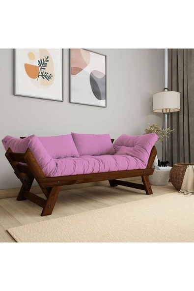 Woodesk  Adalar Masif Ceviz-pembe Renk 2li Kanepe Cpt8165-210