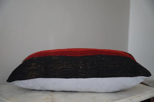 40x40 El Yapımı Vintage Kırmızı Siyah Kilim Yastık Kılıfı, Bohem Dekoratif Yastık, Harika Ev Dekoru - 2