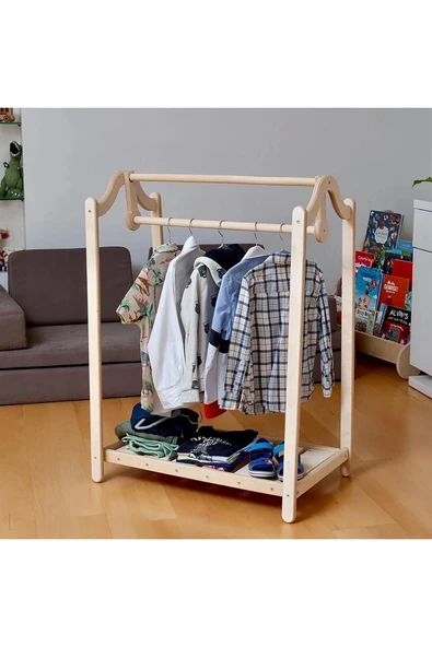 Woodesk  Lila Montessori Ahşap Çocuk Elbise Askısı, 90x75, Cpt3701-70