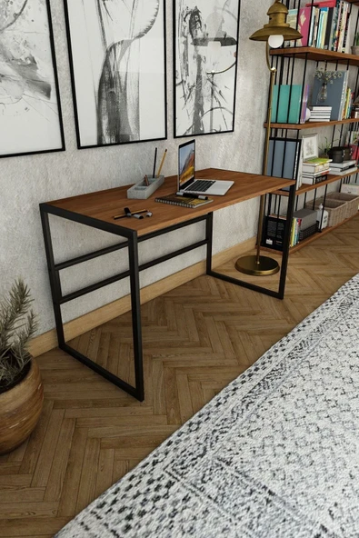 Woodesk  Çimen Masif Ahşap Tik Renk 120x60 Çalışma Masası Cpt4613-120