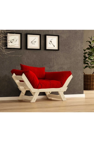 Woodesk  Adalar Masif Natural-kırmızı Renk Berjer