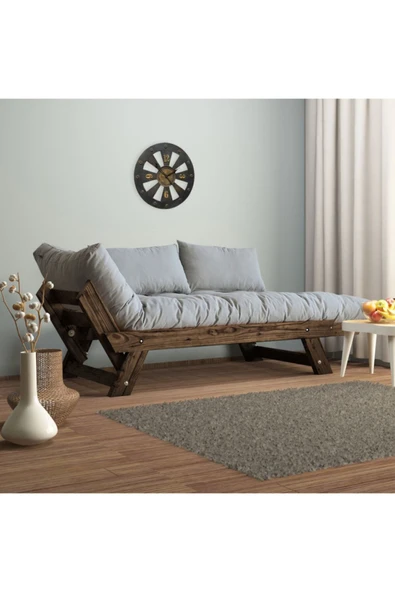 Woodesk  Adalar Masif Ceviz-gri Renk Ahşap 2li Kanepe - Resim 2