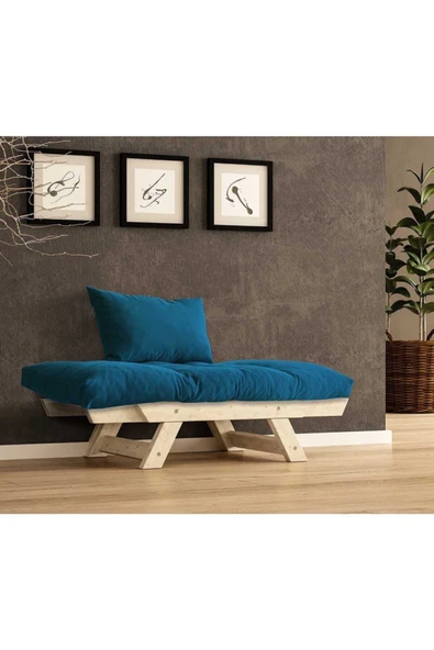 Woodesk  Adalar Masif Natural-mavi Renk Berjer - Resim 3