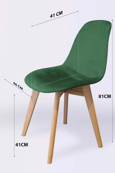 Woodesk  Dallas Ağaç Ayaklı, Yeşil Renk Sandalye Snd3022-yes - Resim 5