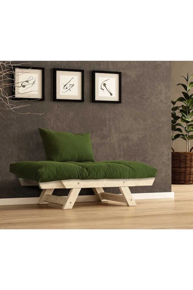 Woodesk  Adalar Masif Natural-yeşil Renk Berjer - Resim 3