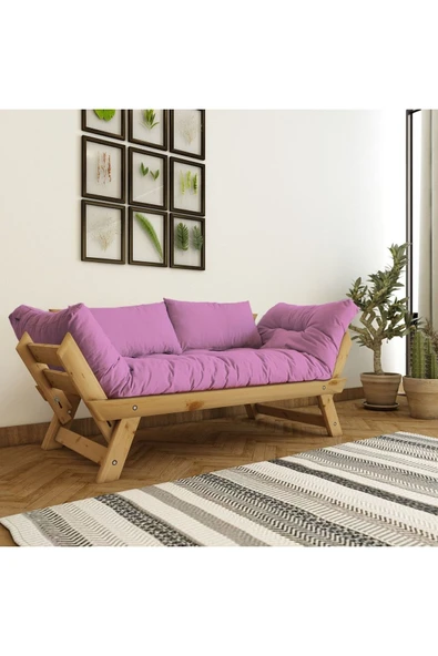 Woodesk  Adalar Masif Natural-pembe Renk 2li Kanepe Cpt8168-210