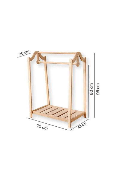 Woodesk  Lila Montessori Ahşap Çocuk Elbise Askısı, 90x75, Cpt3701-70 - 5