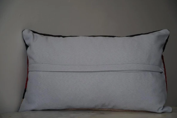 40x40 El Yapımı Vintage Kırmızı Siyah Kilim Yastık Kılıfı, Bohem Dekoratif Yastık, Harika Ev Dekoru - 7