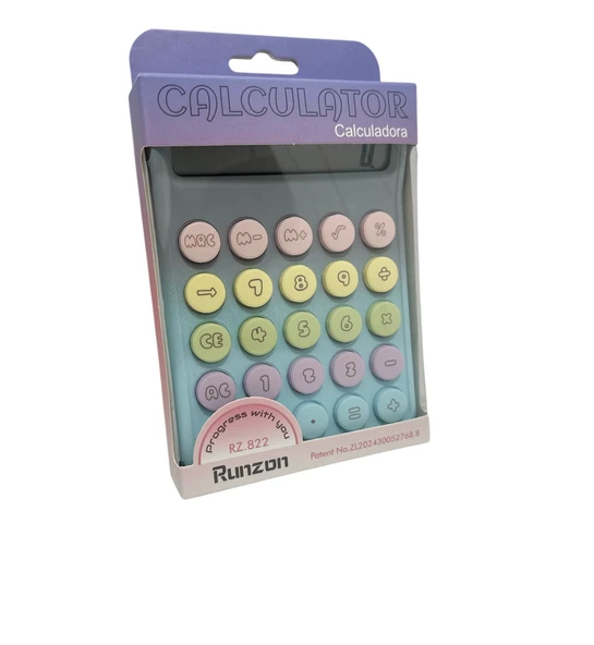 Runzon Renkli Hesap Makinesi Yuvarlak Uçlu 12 Hane Mavi RZ-822 - 4