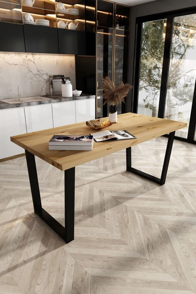 Woodesk  Ilgın Masif Natural Renk 140x70 Yemek Masası