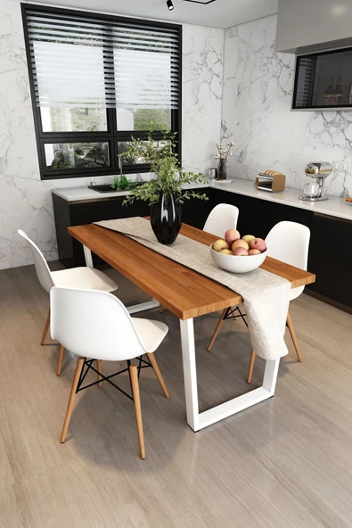 Woodesk  Hayal Masif Tik Renk 140x70 Sandalyeli Masa Takımı