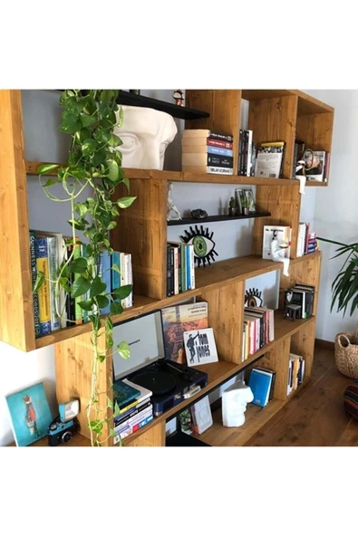 Woodesk  Yonca Masif Ağaç Tik Renk 200x200 Cm Kitaplık - 2