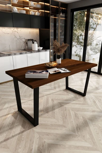 Woodesk  Ilgın Masif Ceviz Renk 140x70 Yemek Masası