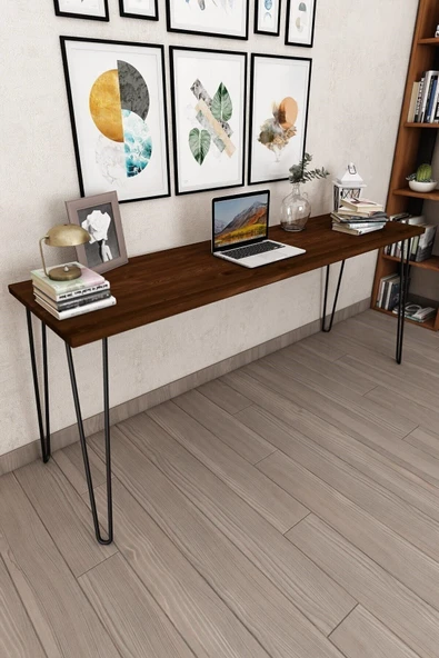 Woodesk  Dekor Masif Ağaç Ceviz Renk 180x50 Çalışma Masası Cpt4621-180