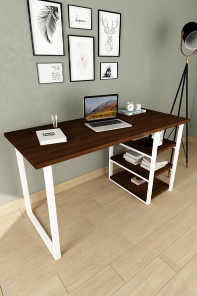 Woodesk  Dizayn Masif Ağaç Ceviz Renk Çalışma Masası Cpt4618-140