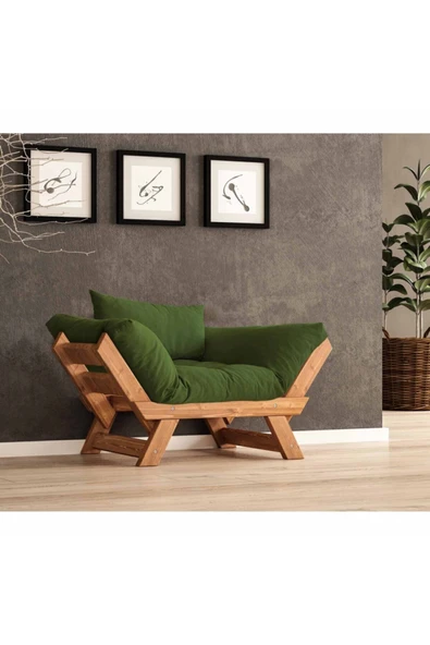 Woodesk  Adalar Masif Tik-yeşil Renk Berjer Cpt8160-140