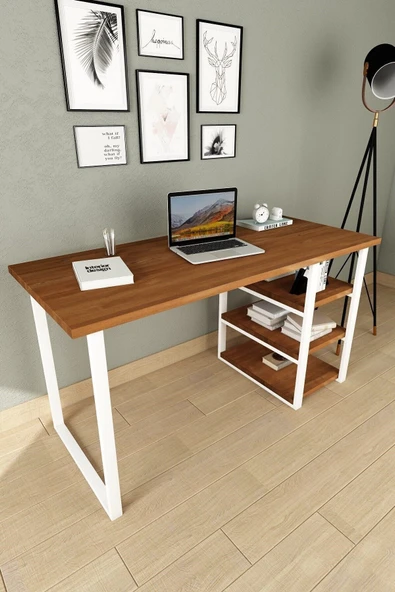 Woodesk  Dizayn Masif Ağaç Tik Renk Çalışma Masası Cpt4617-140
