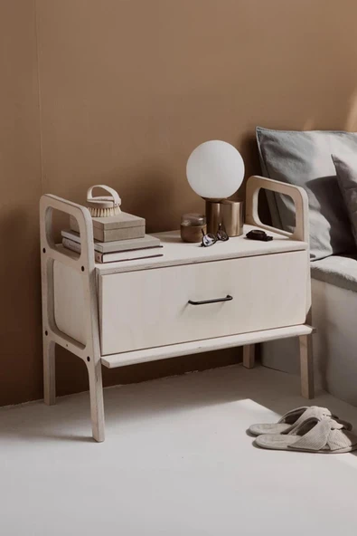 Woodesk  Tale, Ahşap, Çekmeceli Natural Renk, 75x65, Komodin, Cpt4769-75