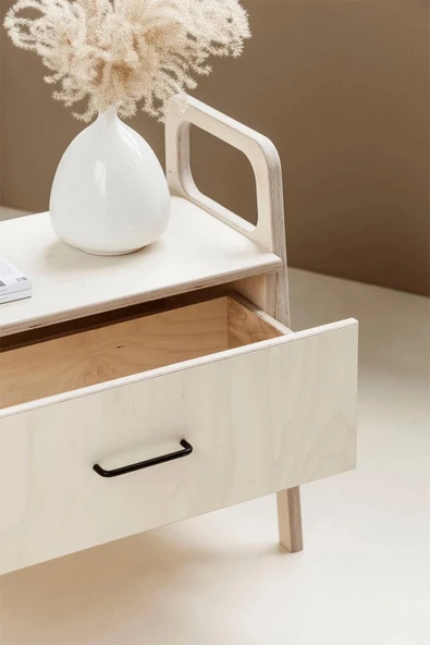 Woodesk  Tale, Ahşap, Çekmeceli Natural Renk, 75x65, Komodin, Cpt4769-75 - 4