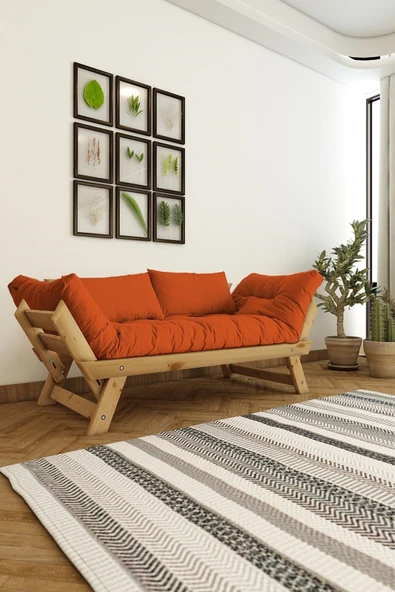 Woodesk  Adalar Masif Natural-turuncu Renk 2li Kanepe Cpt8171-210