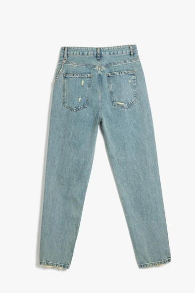 Koton Zincir Detaylı Slim Fit Denim Pantolon - Mom Jeans - 2