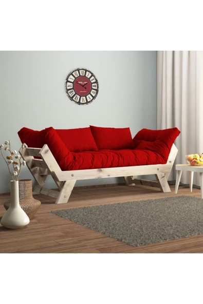 Woodesk  Adalar Modern Masif Ahşap Natural-kırmızı Renk Kanepe