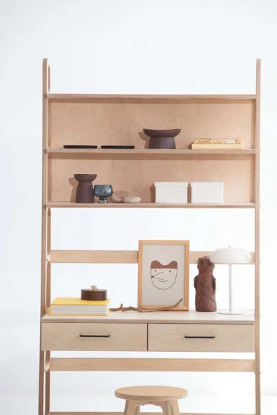 Woodesk  Cosmos Ahşap Çalışma Masası Ve Kitaplık, 190x100 - 3