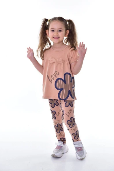 Kız Çocuk Uzun Taytlı Kısa Kol Badi Takım M00711 ürün görseli 1