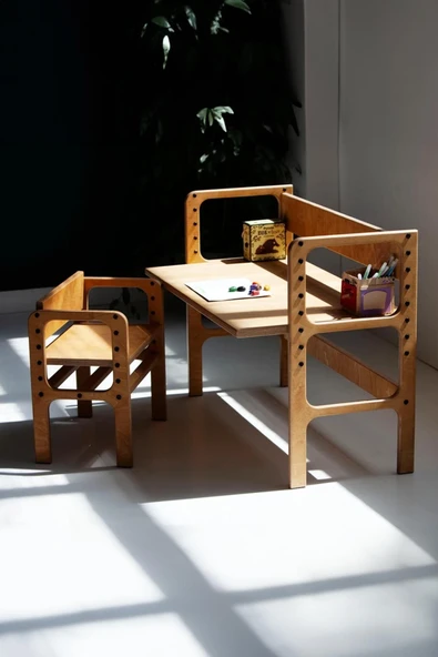 Woodesk  Nido, Montessori Ahşap Çocuk Masa Ve Taburesi, 100x74, CPT4772-100