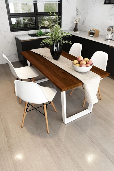 Woodesk  Hayal Masif Ceviz Renk 140x70 Sandalyeli Masa Takımı