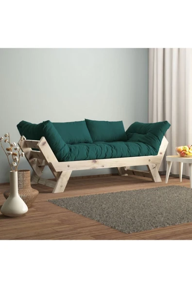 Woodesk  Adalar Modern Masif Ahşap Natural-petrol Renk Kanepe
