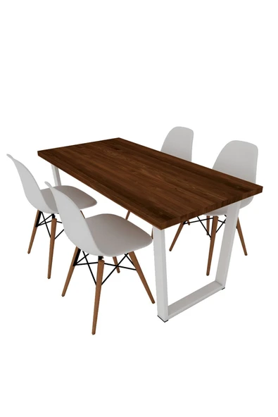 Woodesk  Hayal Masif Ceviz Renk 140x70 Sandalyeli Masa Takımı - 4