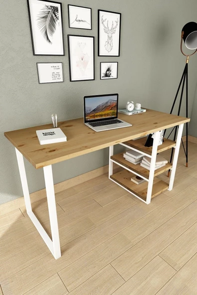 Woodesk  Dizayn Masif Ağaç Natural Renk Çalışma Masası Cpt4616-140