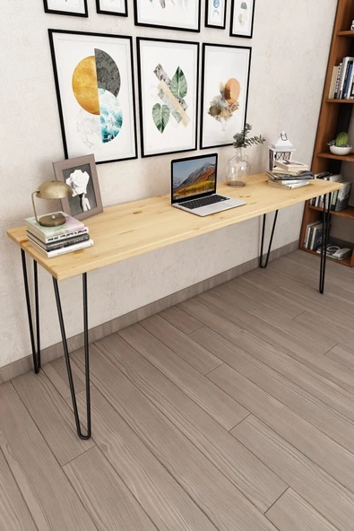 Woodesk  Dekor Masif Ağaç Natural Renk 180x50 Çalışma Masası Cpt4620-180