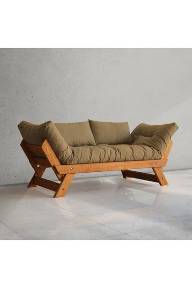 Woodesk  Adalar Modern Tik- Camel Renk Ahşap Kanepe