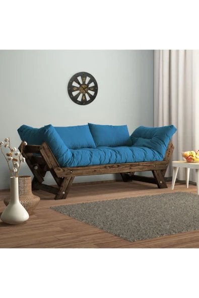 Woodesk  Adalar Masif Ceviz-mavi Renk 2li Kanepe Cpt8115-210