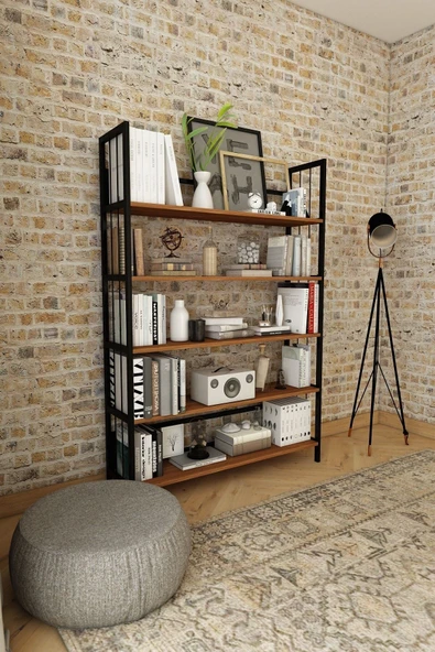 Woodesk  Buket Masif Ahşap Tik Renk 180x124 Kitaplık Cpt6009-180