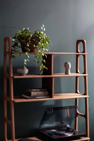 Woodesk  Sage, Ahşap Kitaplık Ve Raf Ünitesi, 190x100, Tik Renk, Cpt4747-190 - Resim 4