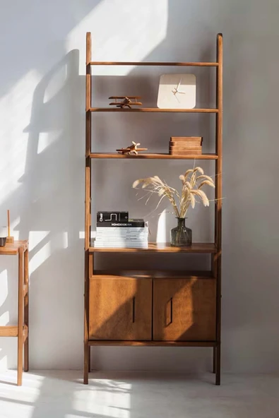 Woodesk  Layer, Ahşap Kitaplık Ve Raf Ünitesi, 190x75, Tik Renk, Cpt4752-190 - Resim 2