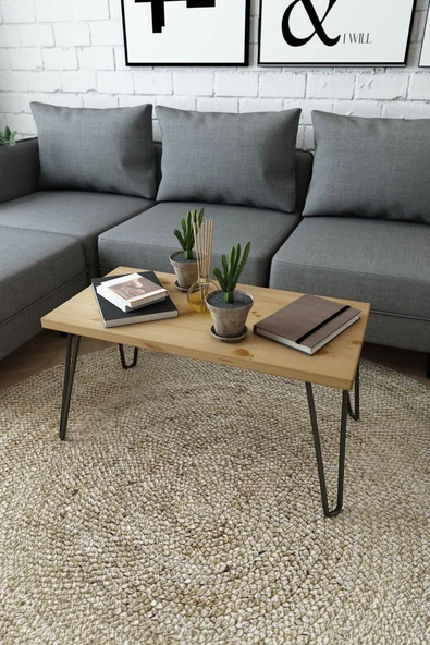 Woodesk  Tarz Masif Ağaç Natural Renk 80x40 Orta Sehpa Cpt2859-80