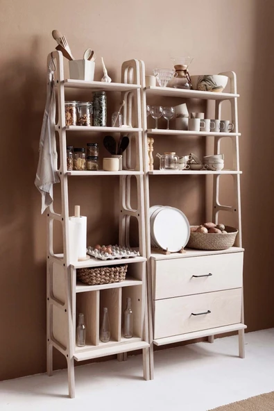 Woodesk  Pierre, Ahşap Kitaplık Ve Raf Ünitesi, 190x50 - Resim 3